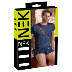 NEK - svart, blå og nettingdetaljer topp for menn - M