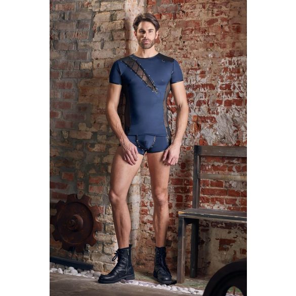 NEK - svart, blå og nettingdetaljer topp for menn - L