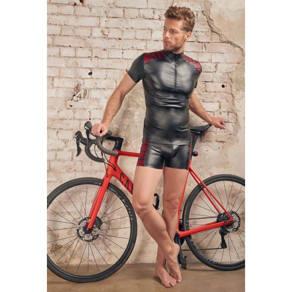 NEK - Svart herregenser med rød glidelåsdetalj