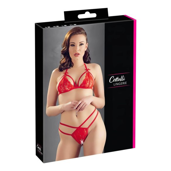 Cottelli - åpen blonde-bh-sett (rød)