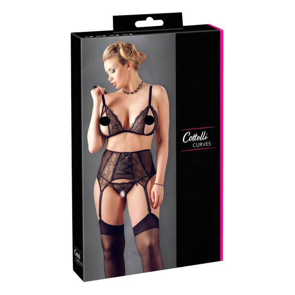 Cottelli Plus Size - Sexy blondetrio (svart)