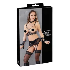   Cottelli Bondage - Luksuriøst blondeundertøysett (5 deler) - L