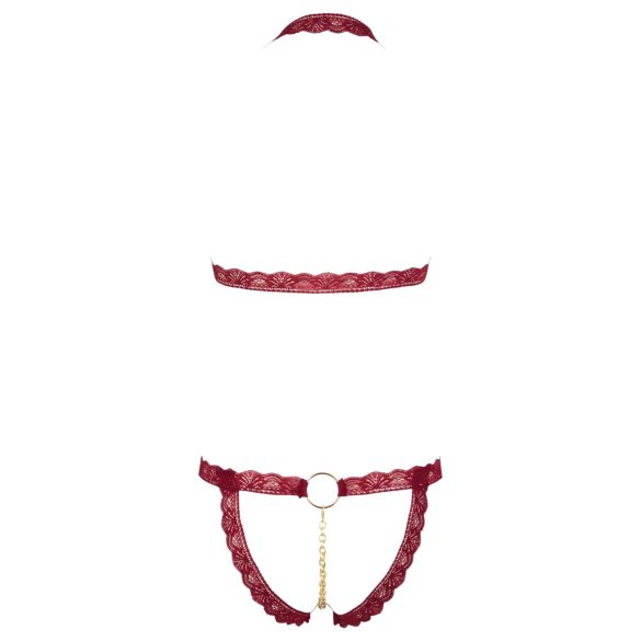 Cottelli - Åpen BH-sett med metallringer (rød)