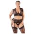Cottelli Plus Size - Strass og blonder undertøysett (svart) - 3XL