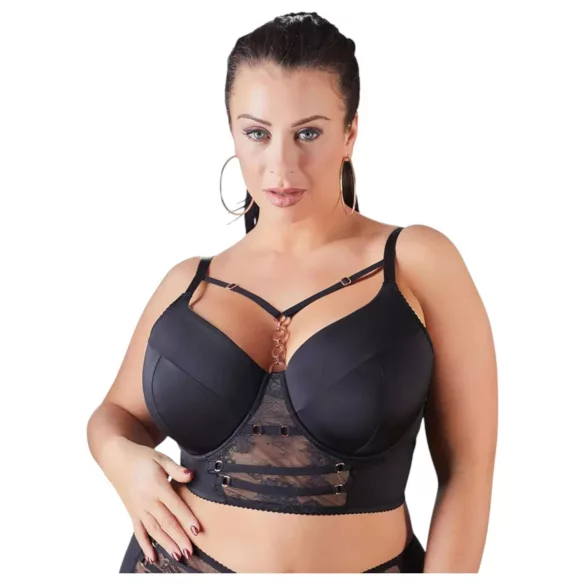 Cottelli Plus Size - stroppløs blonde-bh (svart)