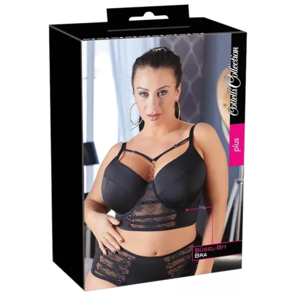 Cottelli Plus Size - stroppløs blonde-bh (svart) - 85E