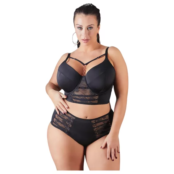 Cottelli Plus Size - stroppløs blonde-bh (svart) - 85E