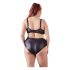 Cottelli Plus Size - Kryss-stroppet BH og truse (svart)