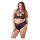 Cottelli Plus Size - Kryss-stroppet BH og truse (svart) - 85E/L