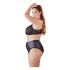 Cottelli Plus Size - Kryss-stroppet BH og truse (svart) - 85E/L