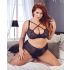 Cottelli Plus Size - Kryss-stroppet BH og truse (svart) - 85E/L