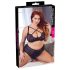 Cottelli Plus Size - Kryss-stroppet BH og truse (svart) - 85E/L
