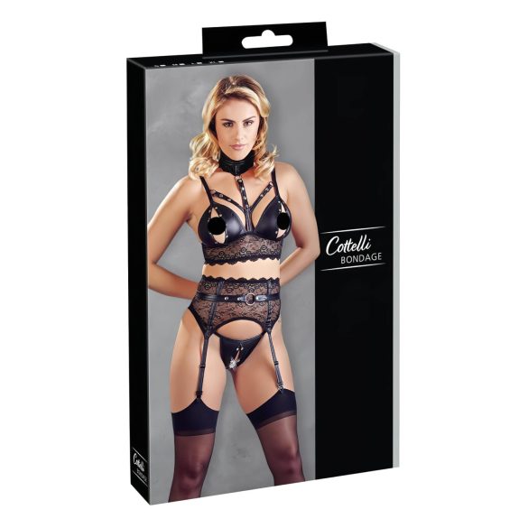 Cottelli Bondage - blonder undertøysett med håndjern (svart) - L