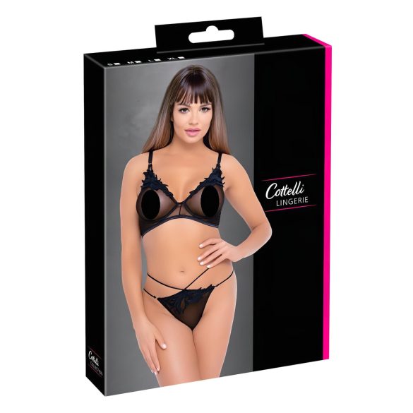 Cottelli - Transparent blondesett (svart) - L