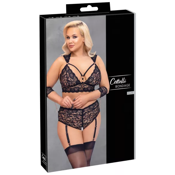 Cottelli Bondage Plus Size - sexy blonde BH-sett (svart)