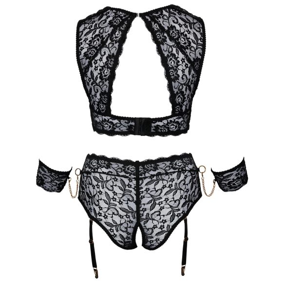 Cottelli Bondage Plus Size - sexy blonde BH-sett (svart)