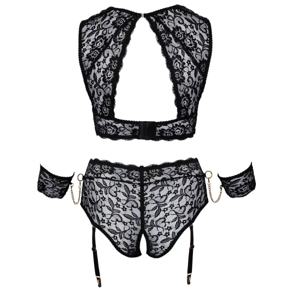 Cottelli Bondage Plus Size - sexy blonde BH-sett (svart) - 3XL