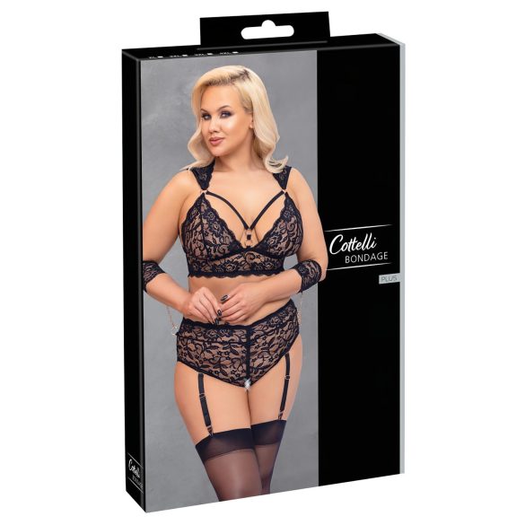 Cottelli Bondage Plus Size - sexy blonde BH-sett (svart) - 4XL