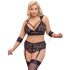 Cottelli Bondage Plus Size - sexy blonde BH-sett (svart) - 4XL