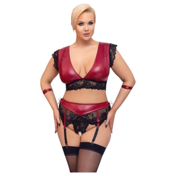 Cottelli Bondage Plus Size - Blonde BH-sett (rød) - 4XL