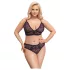 Cottelli Plus Size - Gjennomsiktig mønstret bh-sett (lilla)