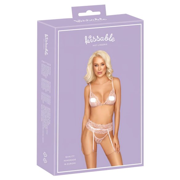 Kyssbare - lacesett i rosa - L/XL