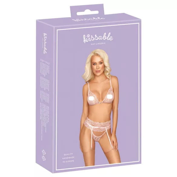 Kyssbare - lacesett i rosa - L/XL