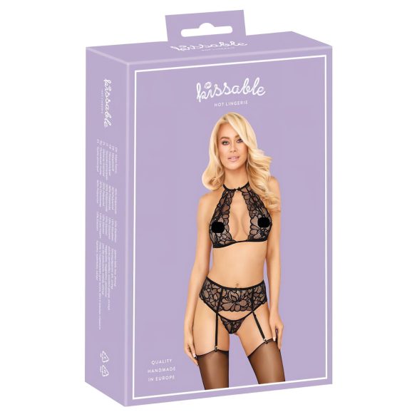 Kyssbar - halsbånd, blondesett (svart) - L/XL