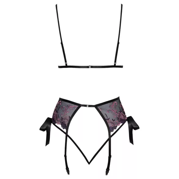 Kissbar - rosa/lilla brodert BH-sett (svart)