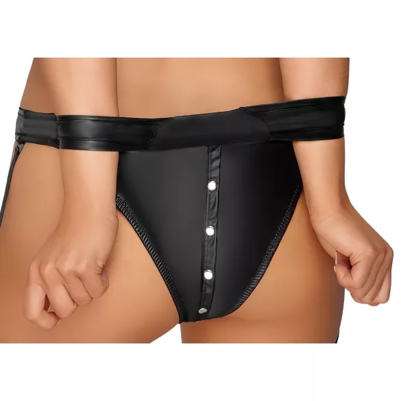 Cottelli Bondage - Glanset bh-sett med håndjern (svart)