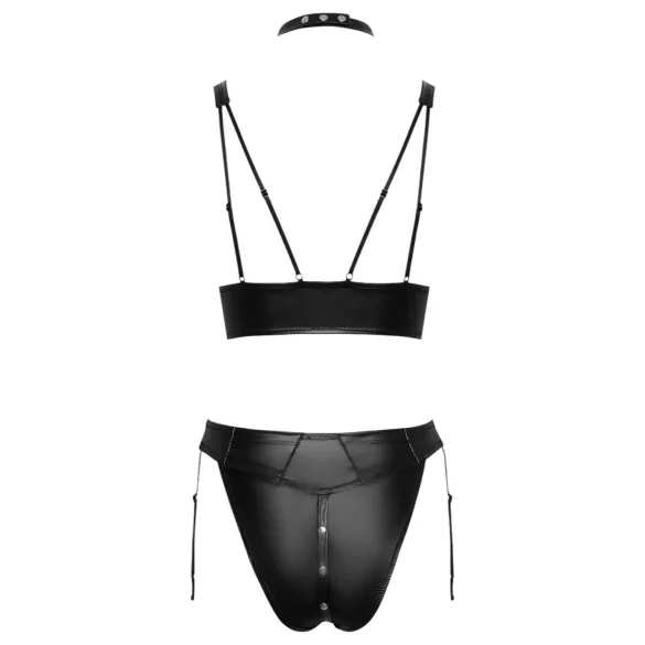 Cottelli Bondage - Glanset bh-sett med håndjern (svart) - M