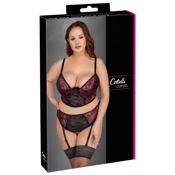 Cottelli Plus Size – Bh-sett (rød) - 90C/XL