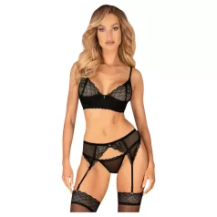 Obsessive Chemeris - BH-sett med hofteholder (svart) - M/L
