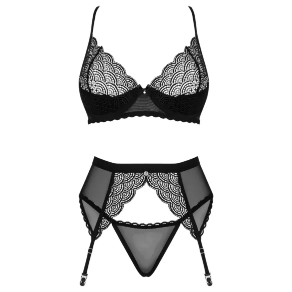 Obsessive Chemeris - BH-sett med hofteholder (svart) - XL/XXL