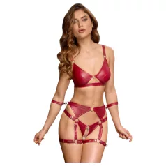 Cottelli Bondage - skinnende bh-sett og håndjern (rød)