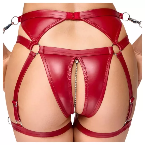 Cottelli Bondage - skinnende bh-sett og håndjern (rød)