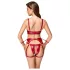 Cottelli Bondage - skinnende bh-sett og håndjern (rød) - M