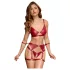 Cottelli Bondage - skinnende bh-sett og håndjern (rød) - XL