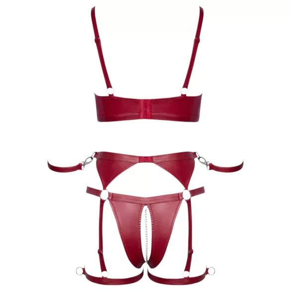 Cottelli Bondage - skinnende bh-sett og håndjern (rød) - XL
