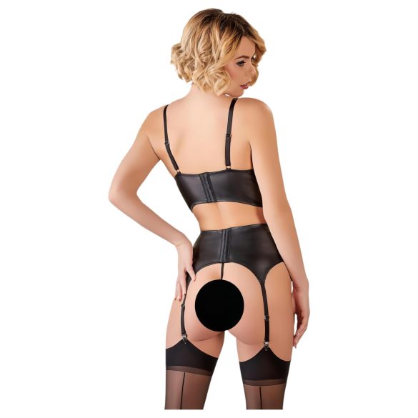 Abierta Fina - gnistrende stroppeløs blondesett (svart) - 85B/L