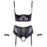Cottelli Bondage - BH-sett og håndjern (svart-lilla) - M