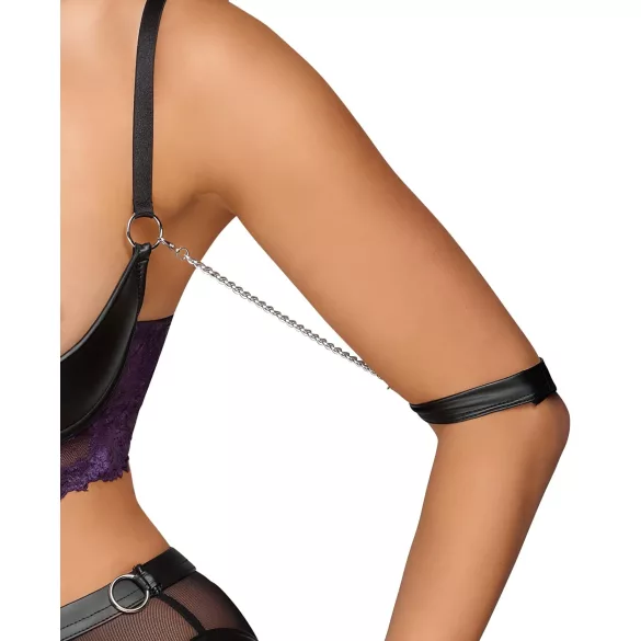 Cottelli Bondage - BH-sett og håndjern (svart-lilla) - XL