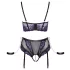 Cottelli Bondage - BH-sett og håndjern (svart-lilla) - XL