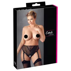   Cottelli Plus Size - sort med blonde & strømpeholder (svart) - XXXXL