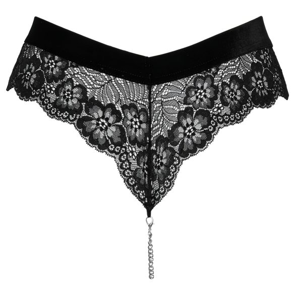 Cottelli Party - lacy truse med kjede (svart) - XL