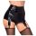Noir - skinnende hotpants med strømpeholder (svart) - M