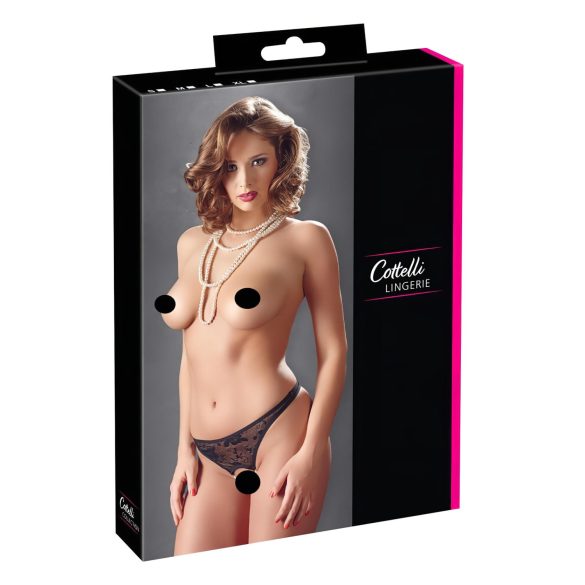 Cottelli - Åpne blonde undertøy med perler (svart) - XL