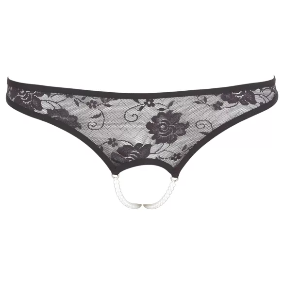 Cottelli - Åpne blonde undertøy med perler (svart) - XL