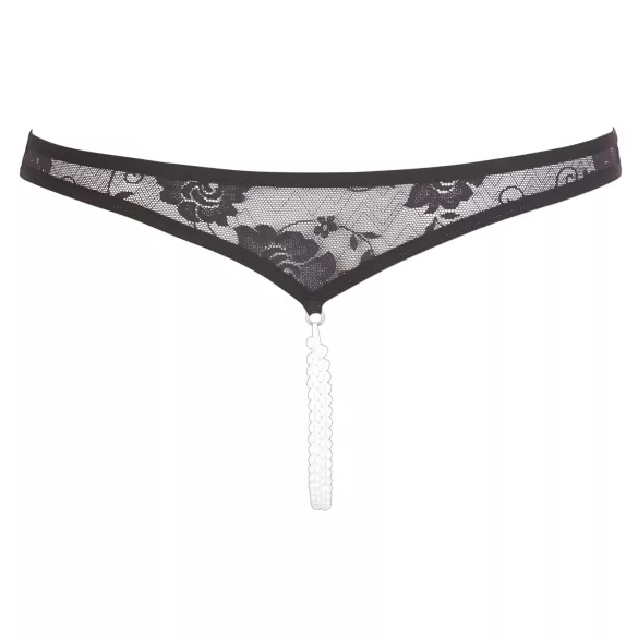 Cottelli - Åpne blonde undertøy med perler (svart) - XL