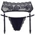 Cottelli - blonde hofteholder og stringtruse (svart) - XL